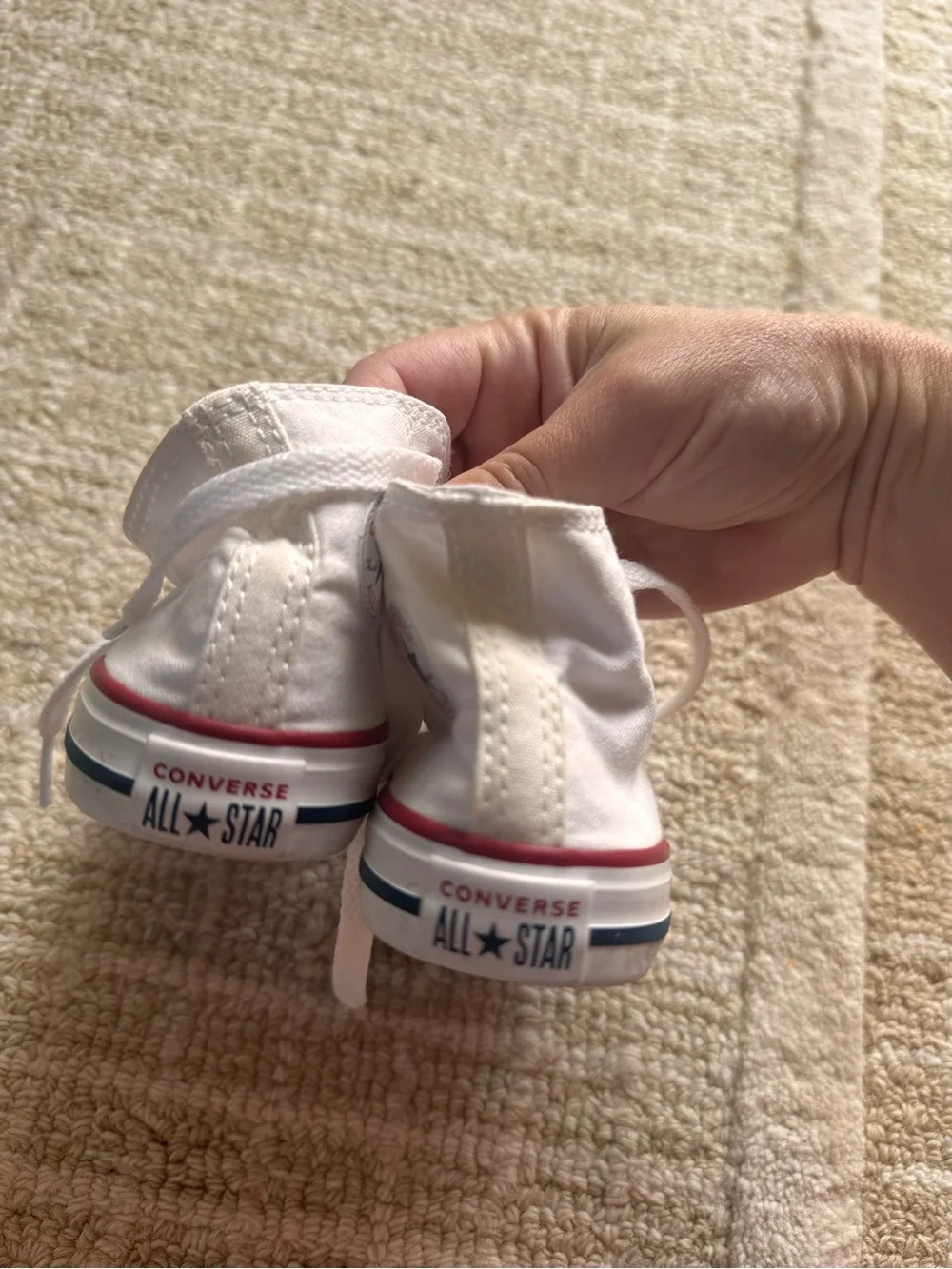 Converse Baby White High-Top Sneakers with Red & Blue Trim